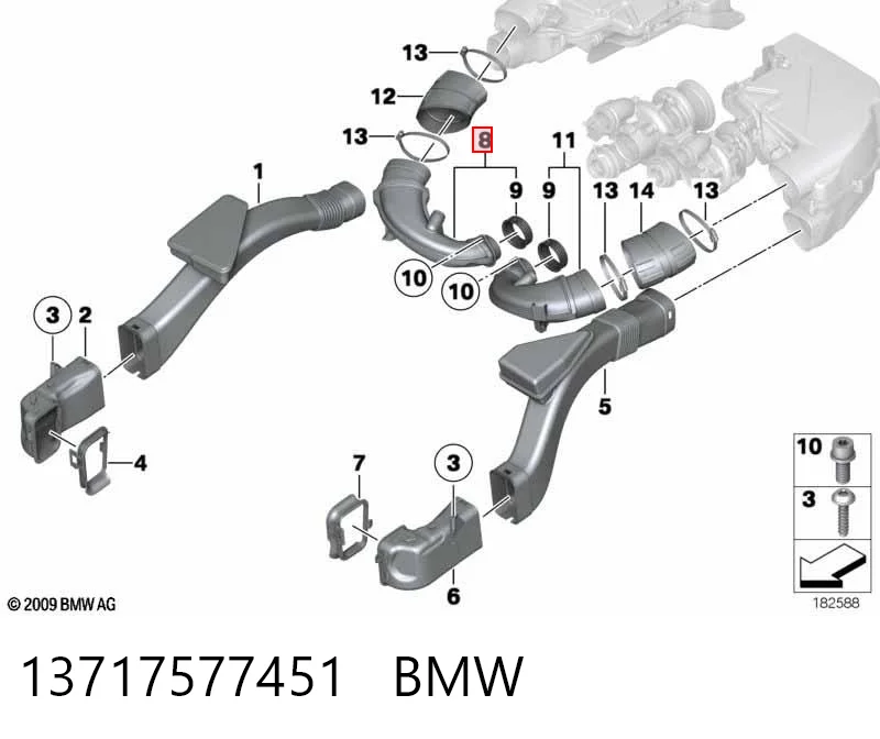 13717577451 BMW Tubo de admisión de aire al turbocompresor