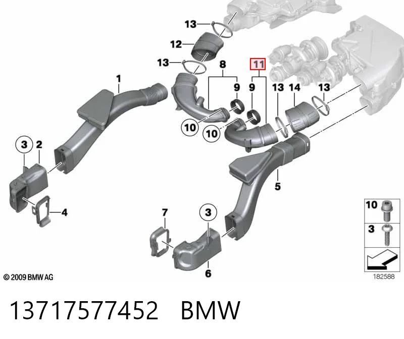 13717577452 BMW Tubo de admisión de aire al turbocompresor