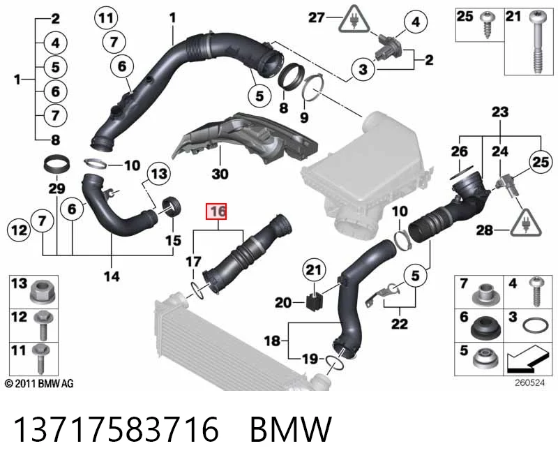 13717583716 BMW Manguera del intercooler