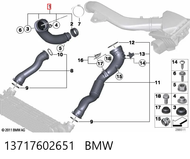 13717602651 BMW Entrada del filtro de aire