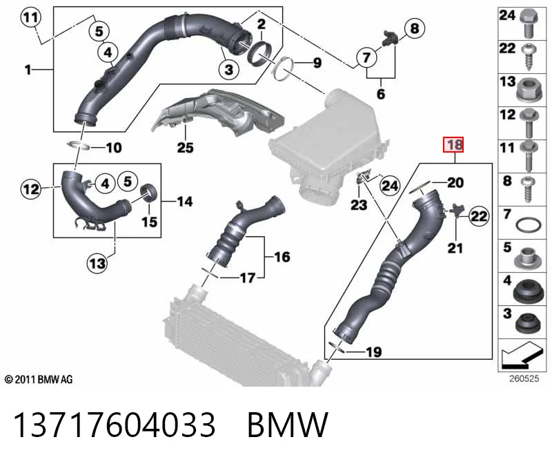 13717604033 BMW Manguera del intercooler