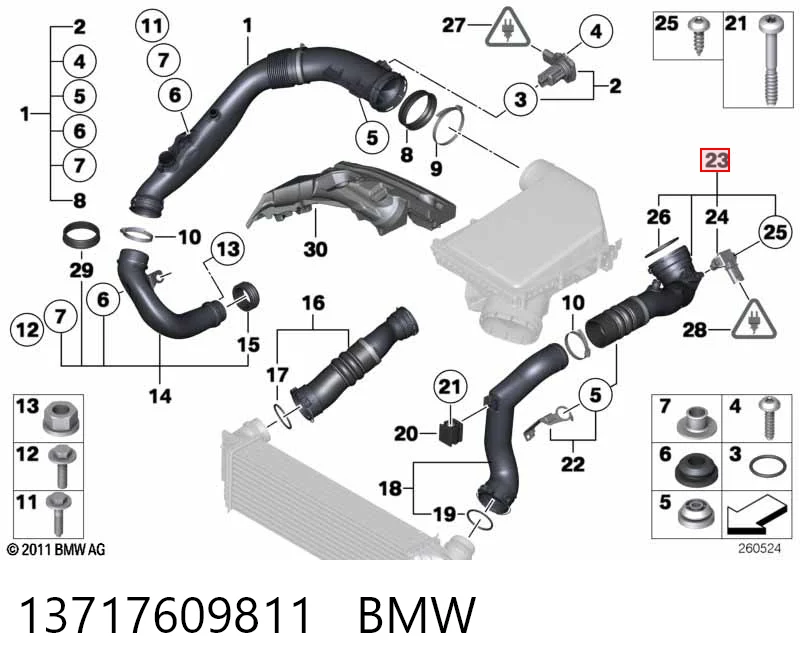 13717609811 BMW Manguera del intercooler
