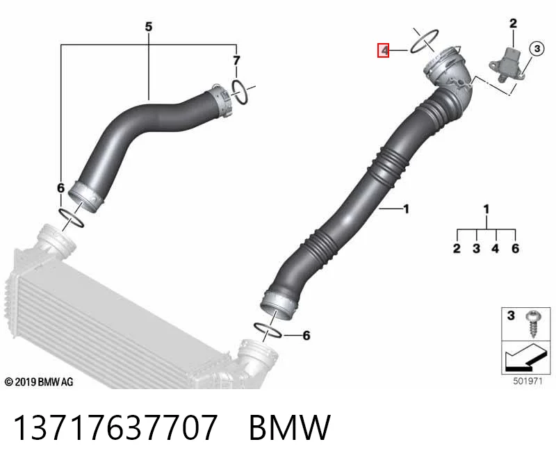 13717637707 BMW Junta tórica del tubo del intercooler