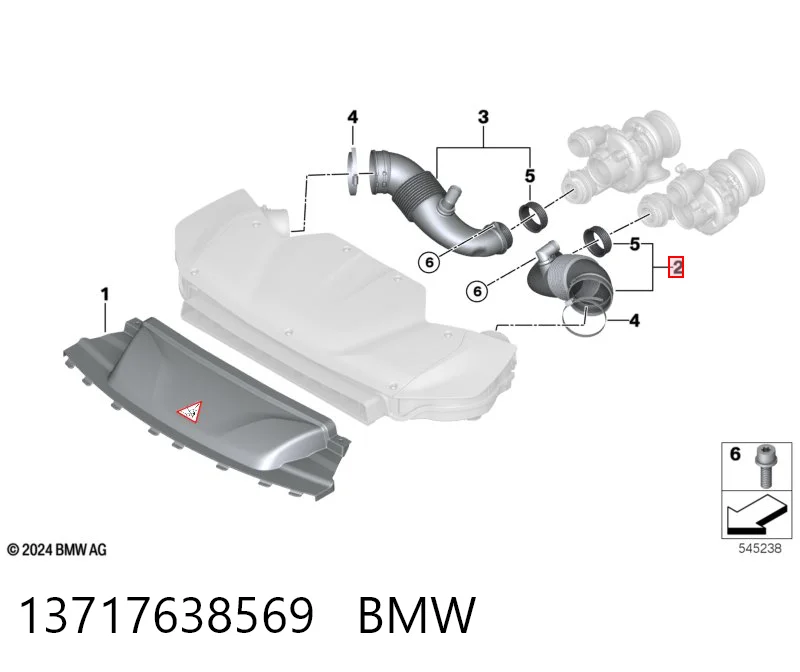 13717638569 BMW Conducto de aire, salida del filtro de aire
