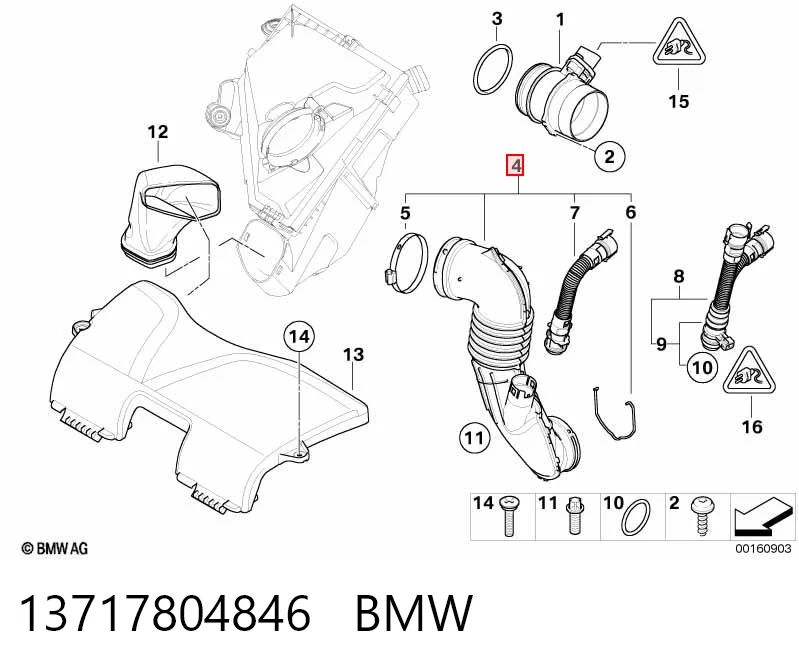 13717804846 BMW Manguito de aire del medidor de masa de aire
