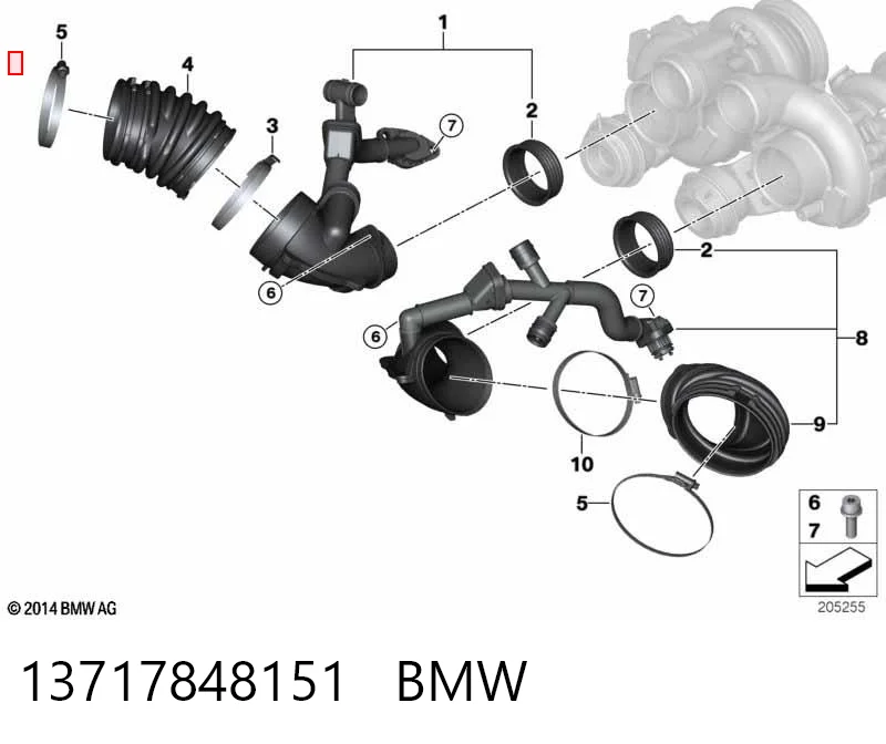 13717848151 BMW Tubo de salida de aire del turbocompresor