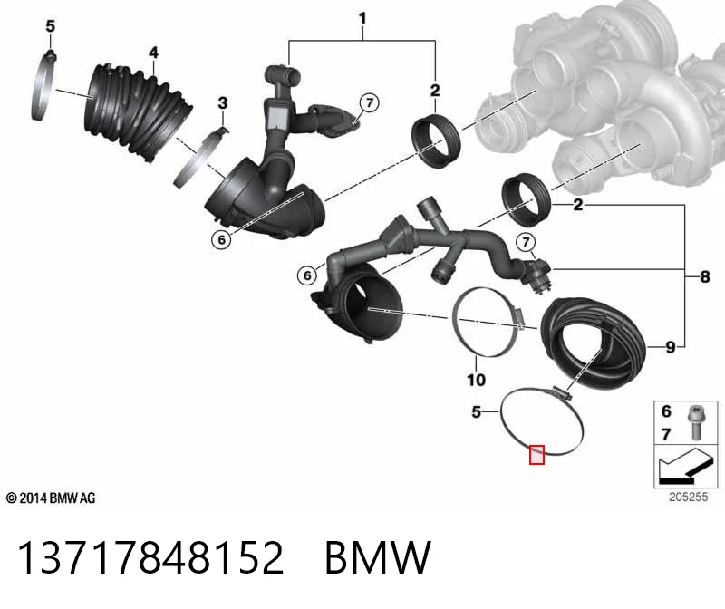 13717848152 BMW Tubo de admisión de aire al turbocompresor