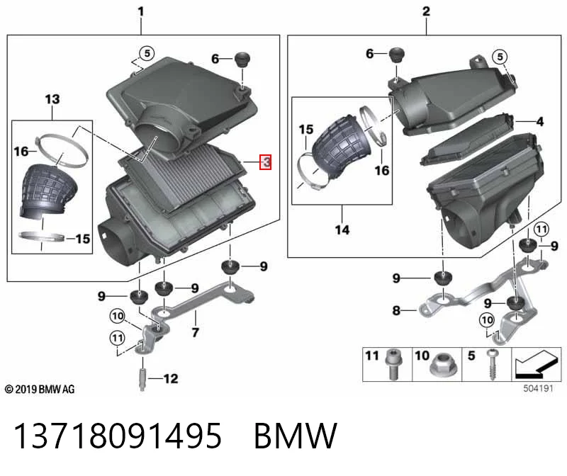 13718091495 BMW Filtro de aire de motor