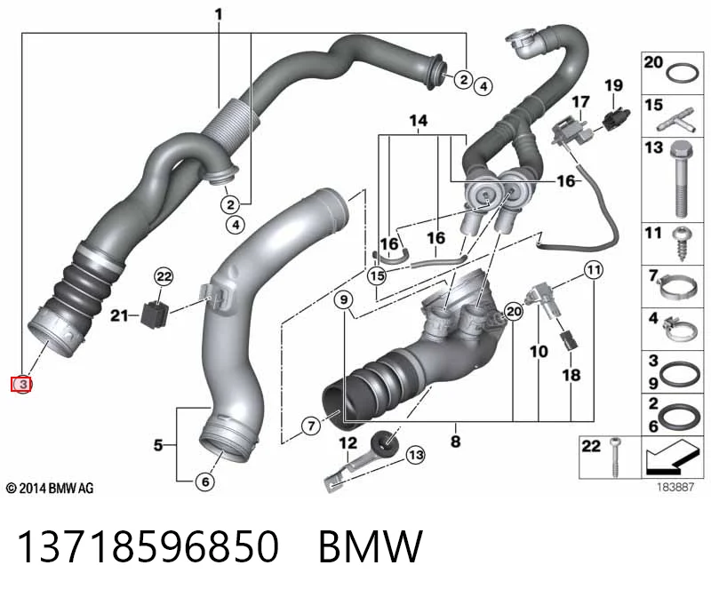 13718596850 BMW Junta tórica del tubo del intercooler