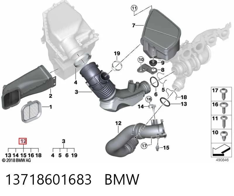 13718601683 BMW Tubo de admisión de aire al turbocompresor