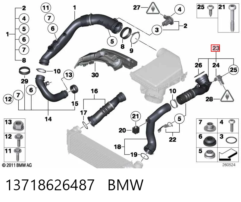 13718626487 BMW Manguera del intercooler