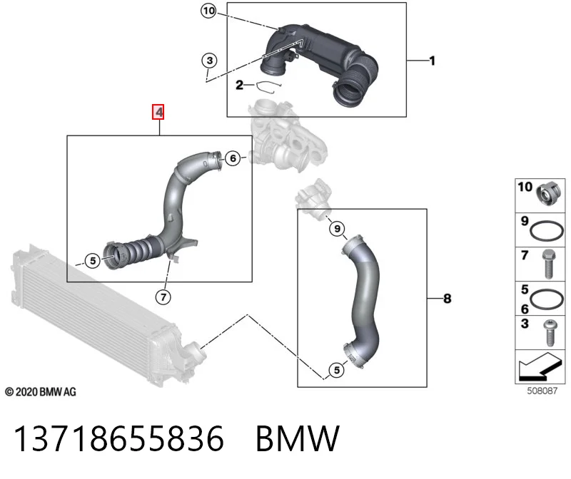 13718655836 BMW Manguera del intercooler