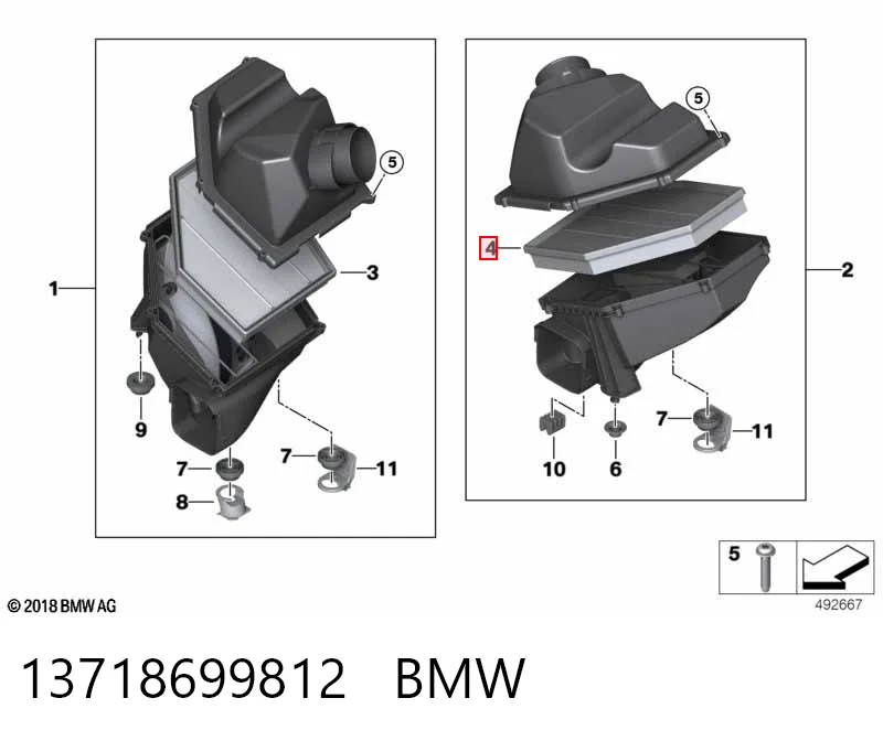 13718699812 BMW Filtro de aire de motor