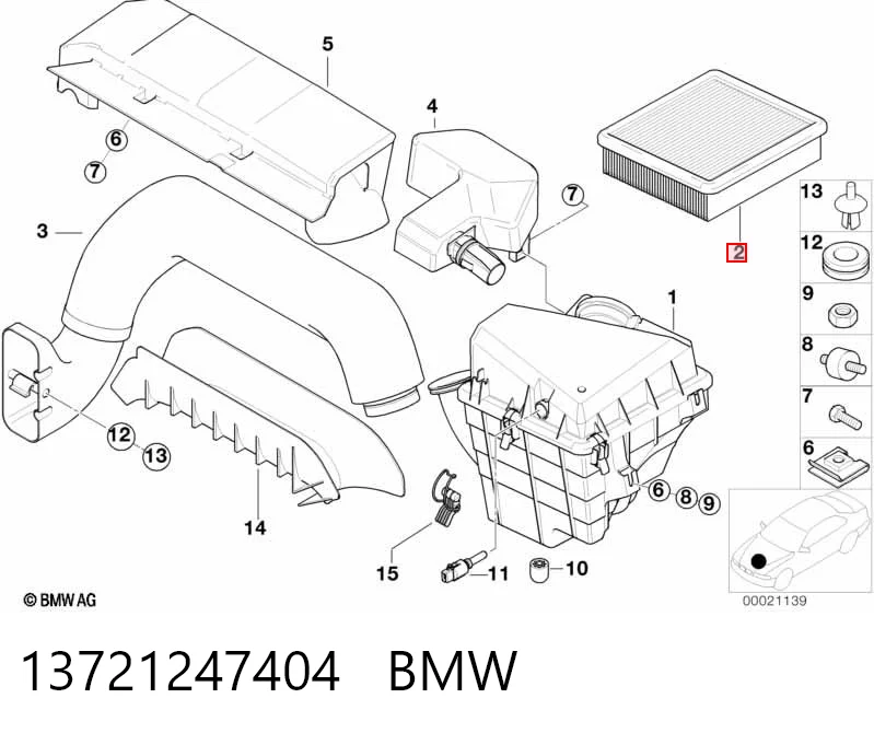 13721247404 BMW Filtro de aire de motor