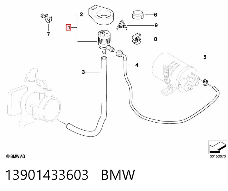 13901433603 BMW Válvula de ventilación de gases del tanque de combustible