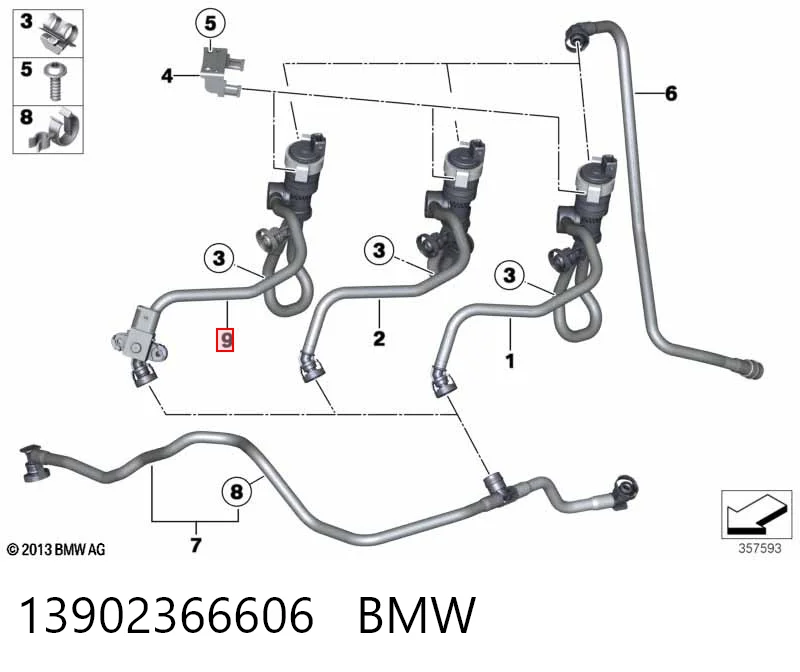 13902366606 BMW Válvula de ventilación de gases del tanque de combustible