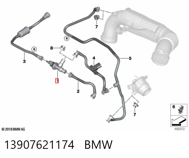 13907621174 BMW Válvula de ventilación de gases del tanque de combustible