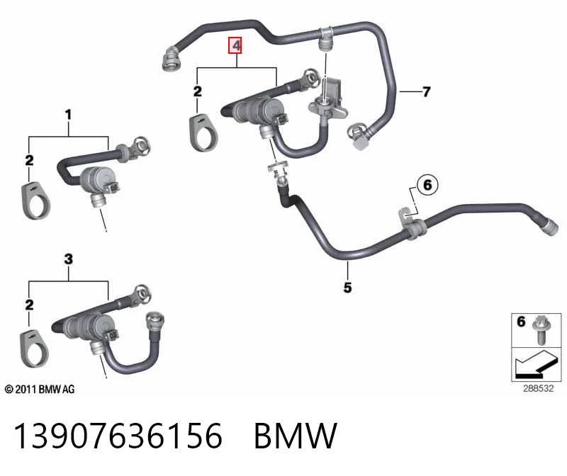 13907636156 BMW Válvula de ventilación de gases del tanque de combustible