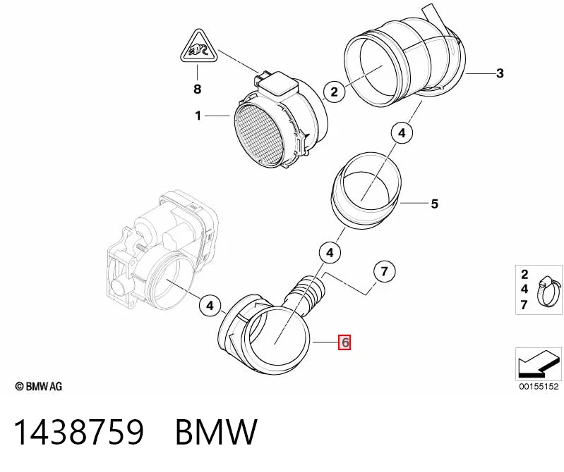 1438759 BMW Tubo de admisión del cuerpo de mariposa