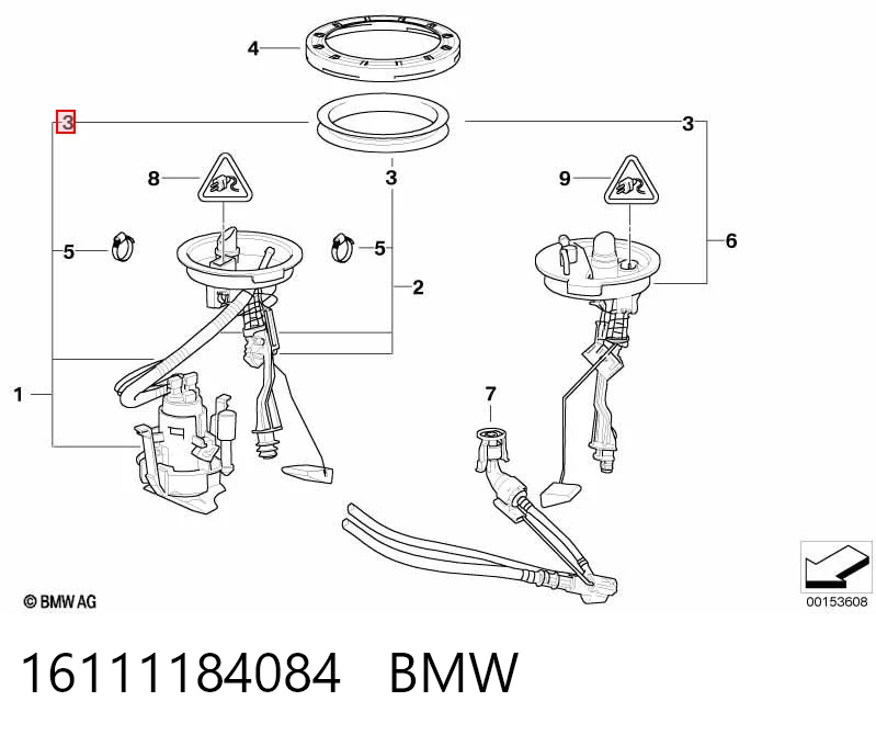 16111184084 BMW Junta del sensor de nivel de combustible/bomba de combustible (depósito de combustible)