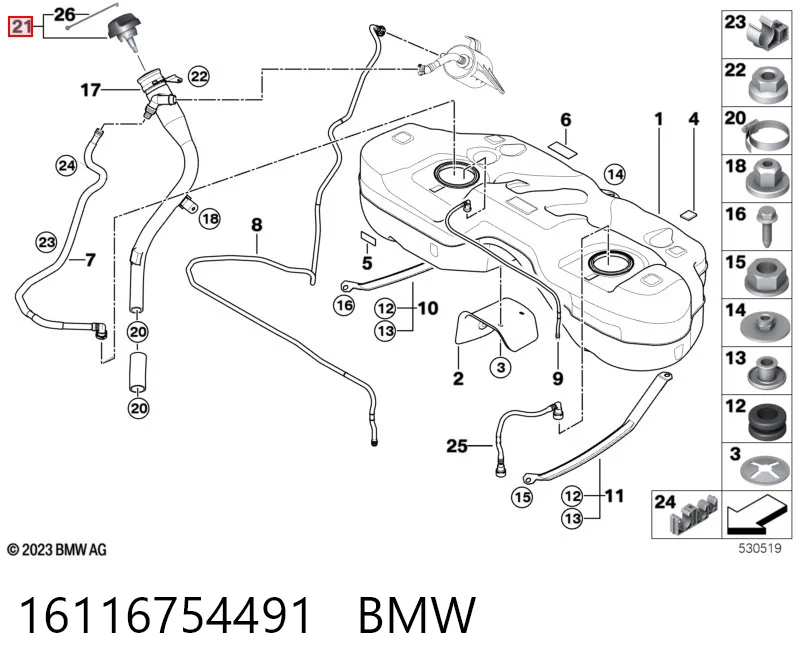 16116754491 BMW Tapa tanque combustible