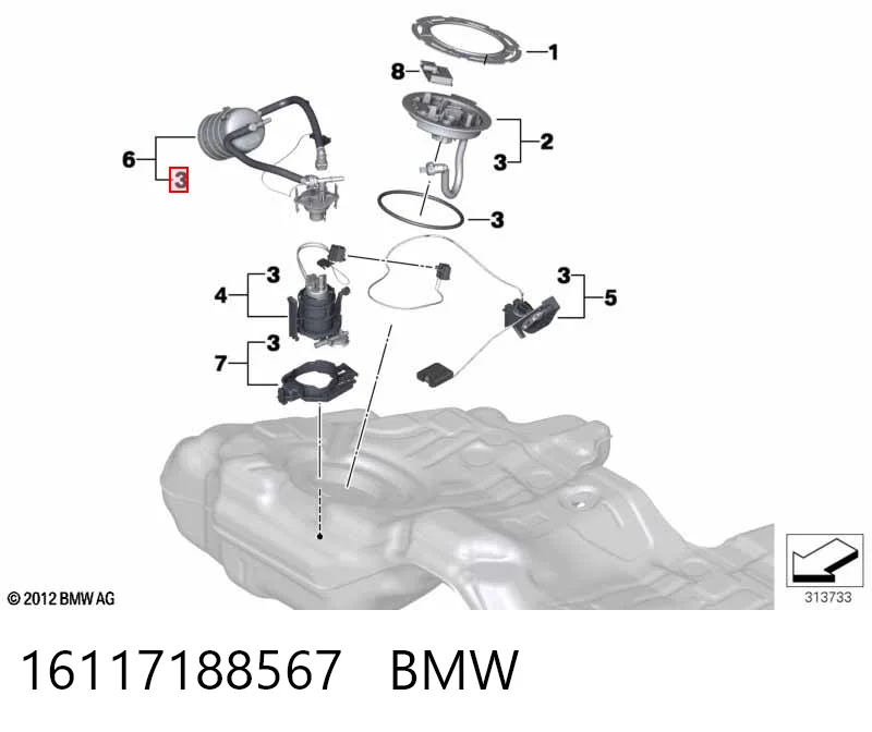 16117188567 BMW Junta de tapa del tubo de llenado de aceite