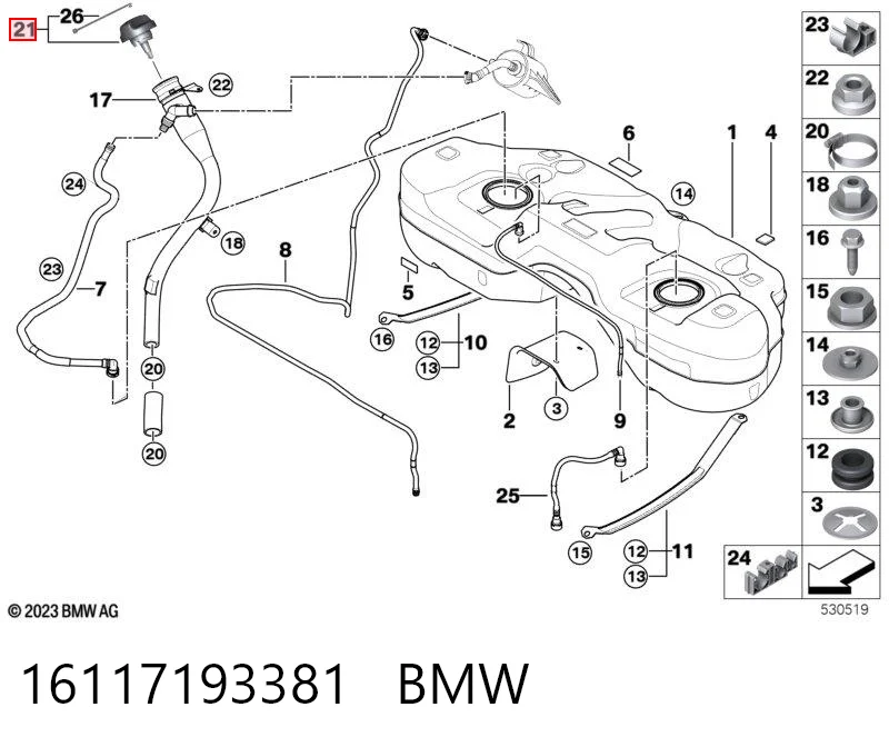16117193381 BMW Tapa tanque combustible