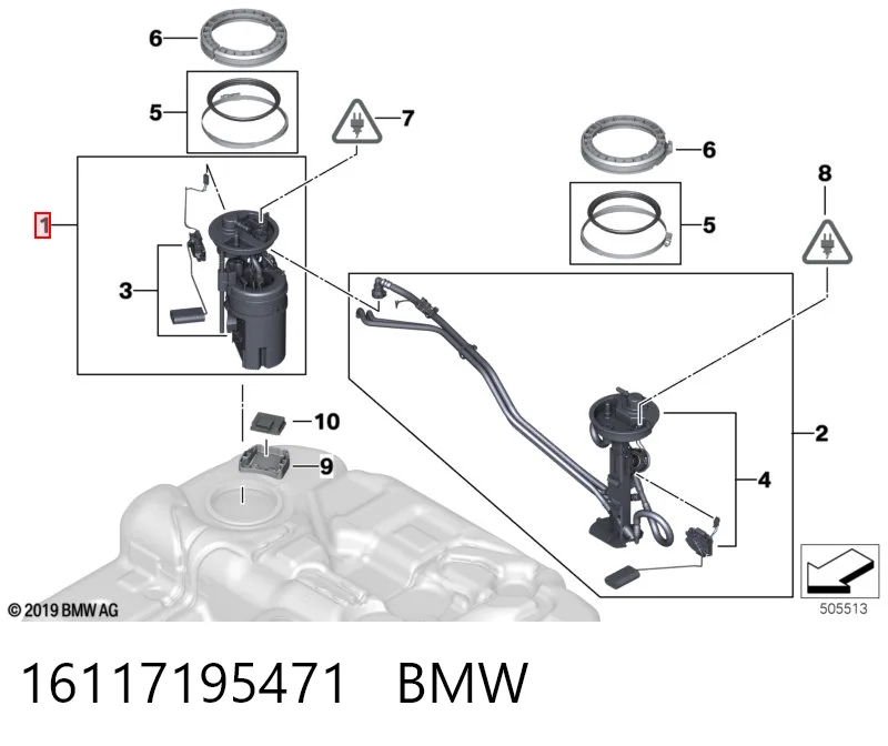 16117195471 BMW Módulo de alimentación de combustible