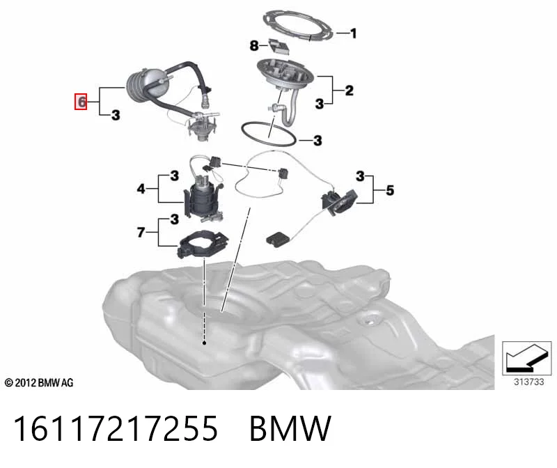 16117217255 BMW Regulador de presión de combustible del módulo de la bomba en el tanque