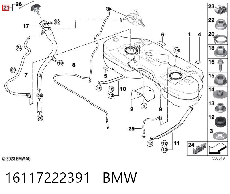 16117222391 BMW Tapa tanque combustible