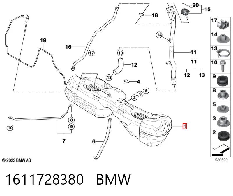 Depósito de combustible 1611728380 BMW