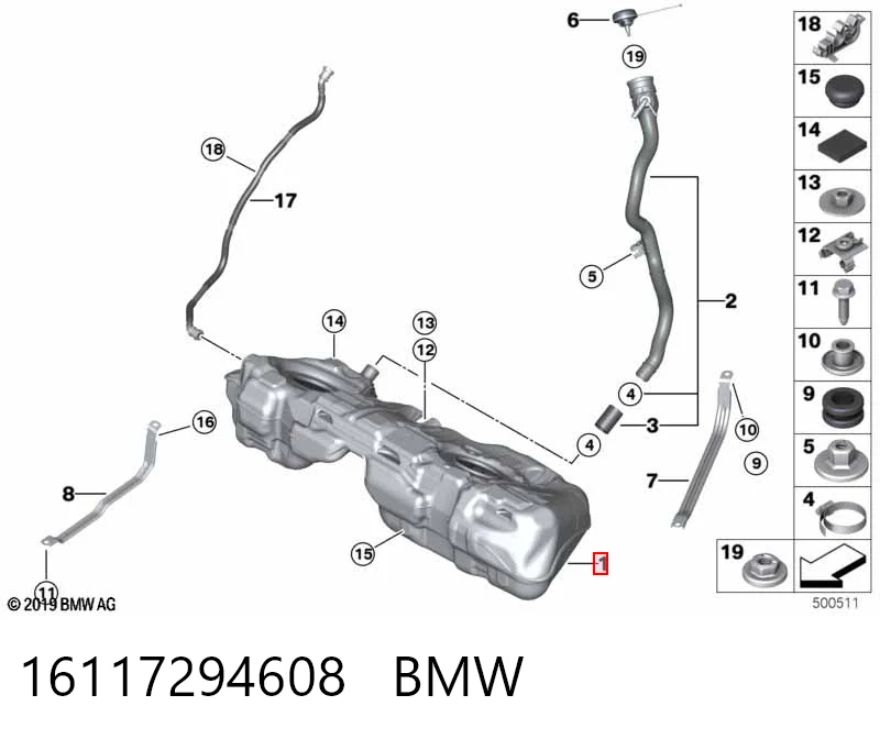 Depósito de combustible BMW 16117294608