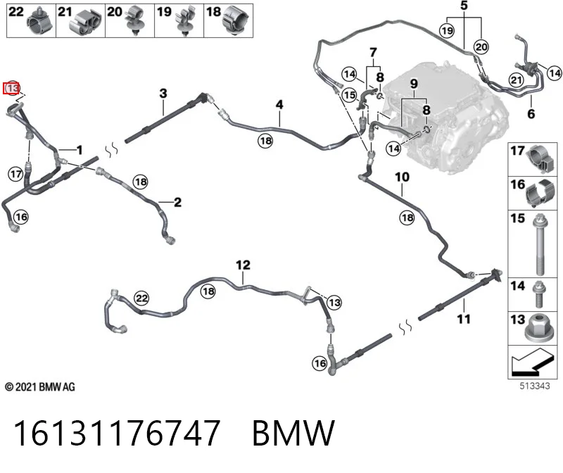 16131176747 BMW Tornillo (tuerca) de sujeción