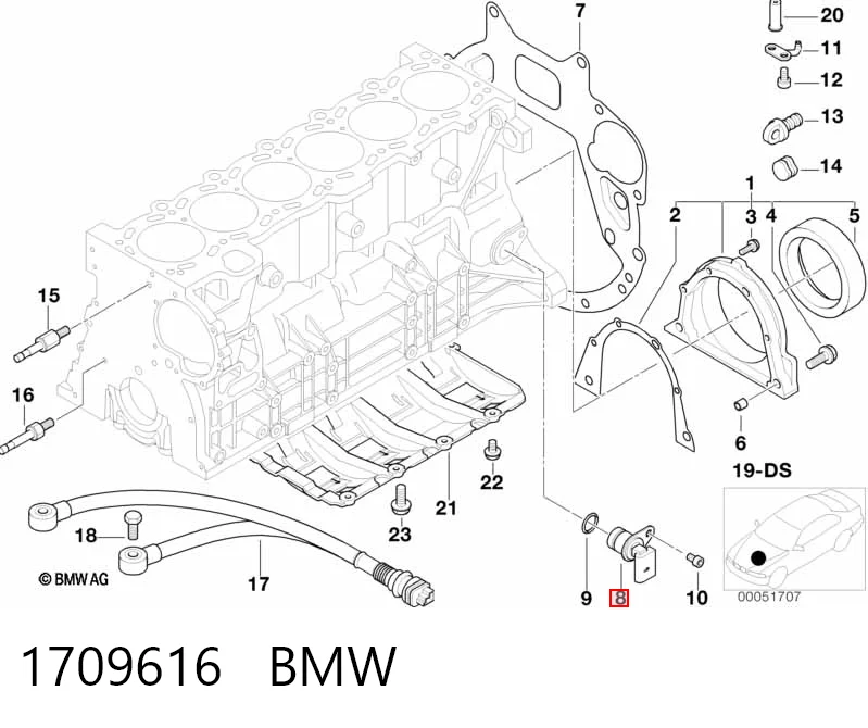 1709616 BMW Sensor de posición del cigüeñal