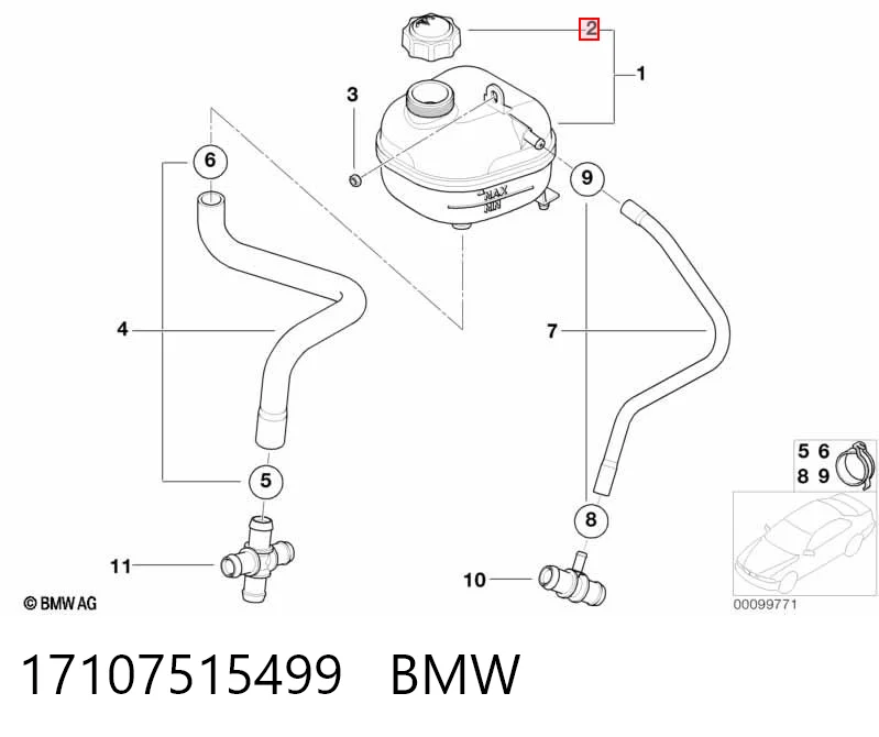 Tapa de depósito de agua Mini Cooper  (R50, R53)
