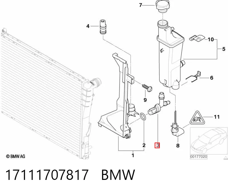 17111707817 BMW Brida del sistema de refrigeración (triple unión)