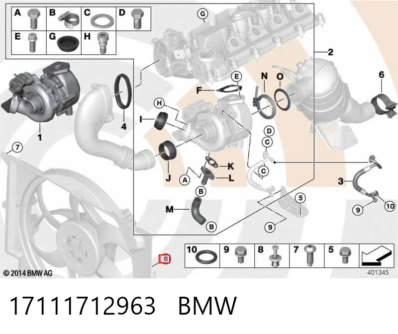17111712963 BMW Clip de fijación de la rejilla del radiador