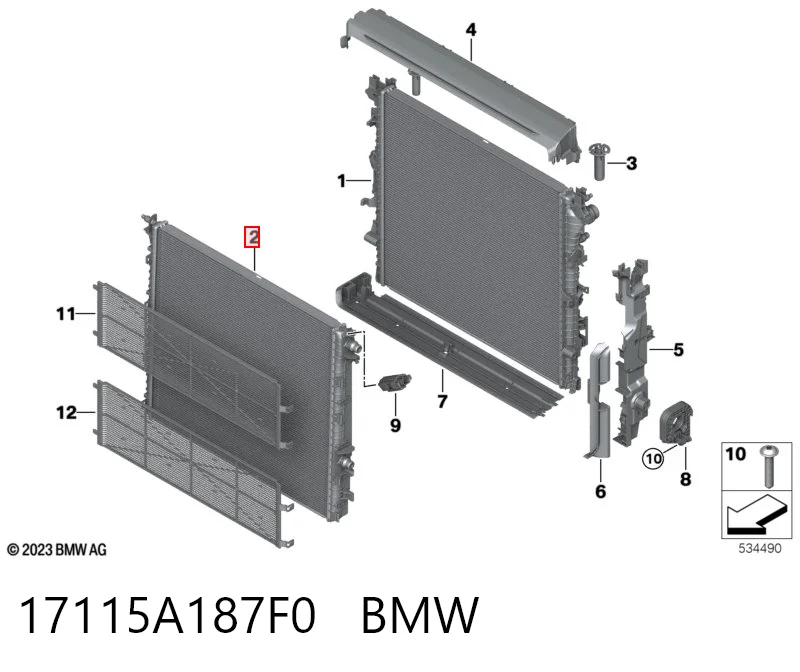 Radiador de refrigeración del motor BMW 17115A187F0