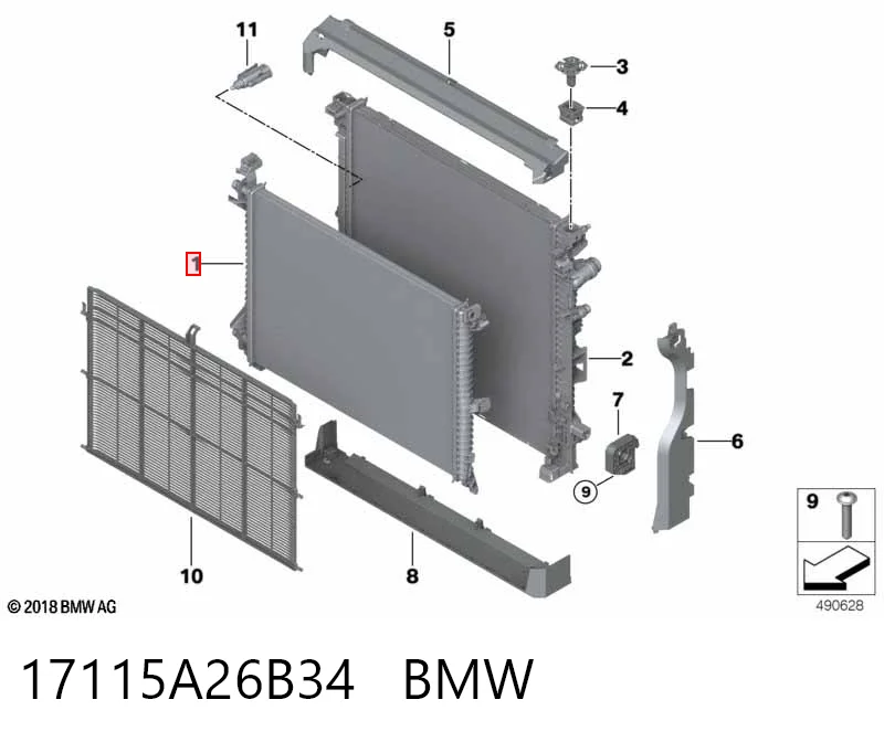 17115A26B34 BMW Radiador adicional de refrigeración del motor