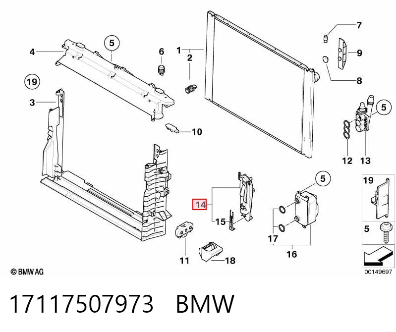 17117507973 BMW Soporte izquierdo del radiador