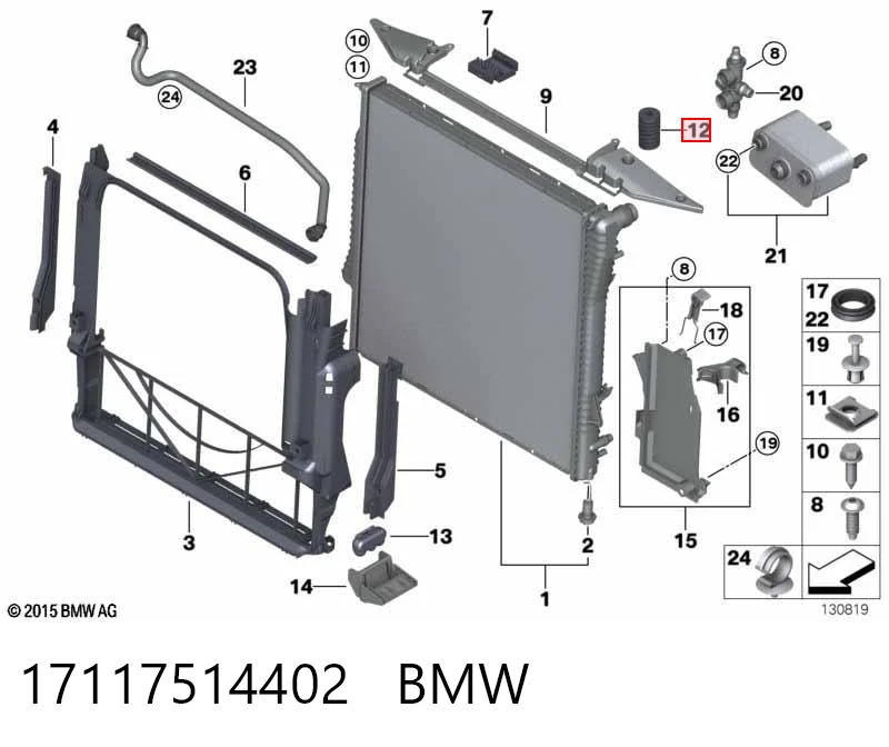 17117514402 BMW Soporte superior del radiador