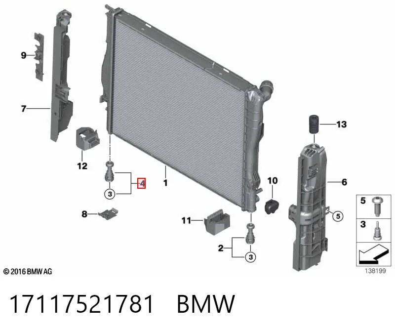 17117521781 BMW Válvula de drenaje del radiador de refrigeración