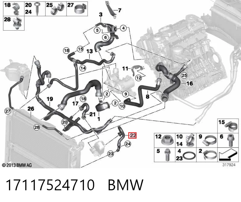 17117524710 BMW Manguera de refrigeración