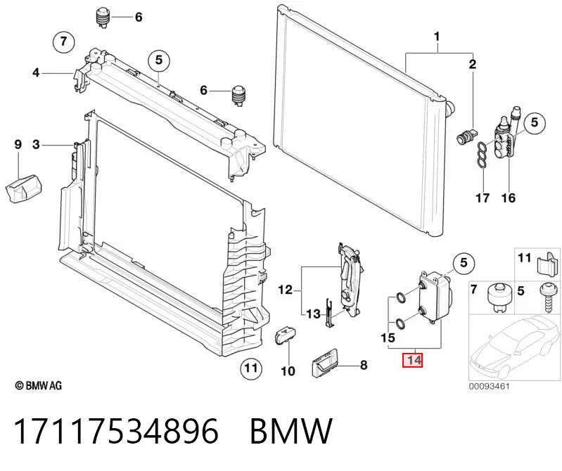 17117534896 BMW Radiador de refrigeración de la transmisión