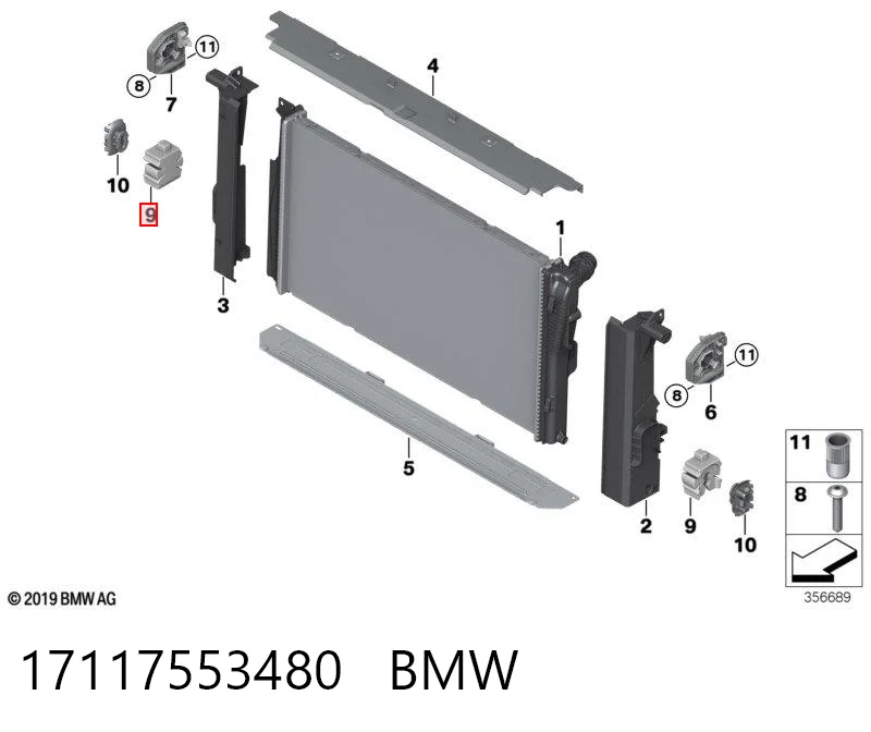 17117553480 BMW Soporte superior del radiador