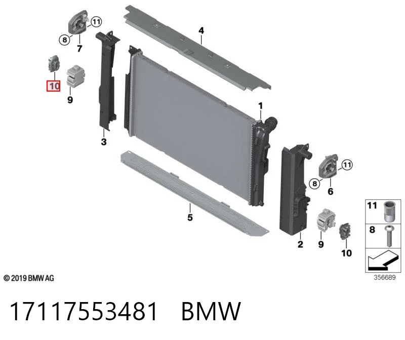 17117553481 BMW Soporte superior izquierdo del radiador