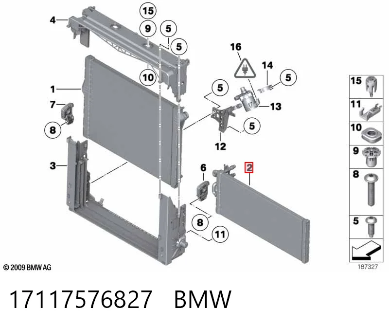 17117576827 BMW Radiador adicional de refrigeración del motor
