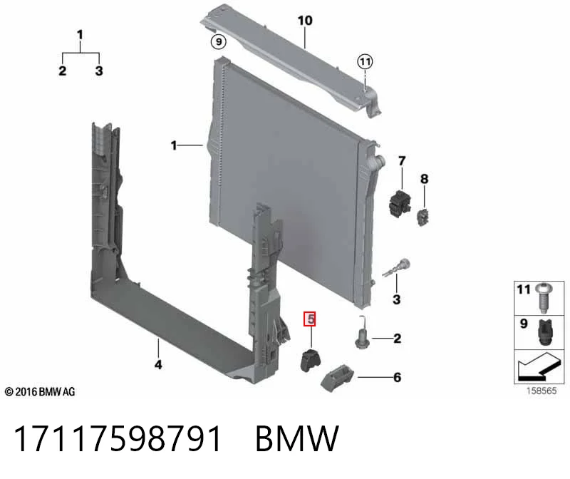 17117598791 BMW Soporte inferior de fijación del radiador