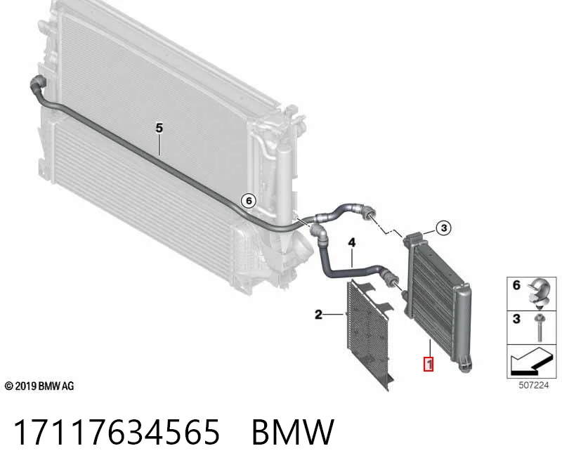17117634565 BMW Radiador adicional de refrigeración del motor