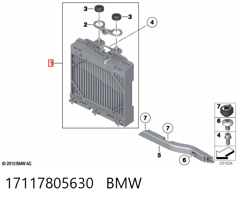 17117805630 BMW Radiador de refrigeración del motor izquierdo